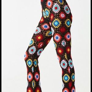 Crochet Floral Flare Pants